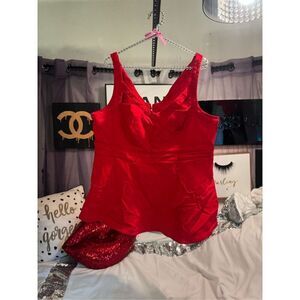 Peplum Bengaline strappy cage Front Tank cami blouse shirt top torrid size 2